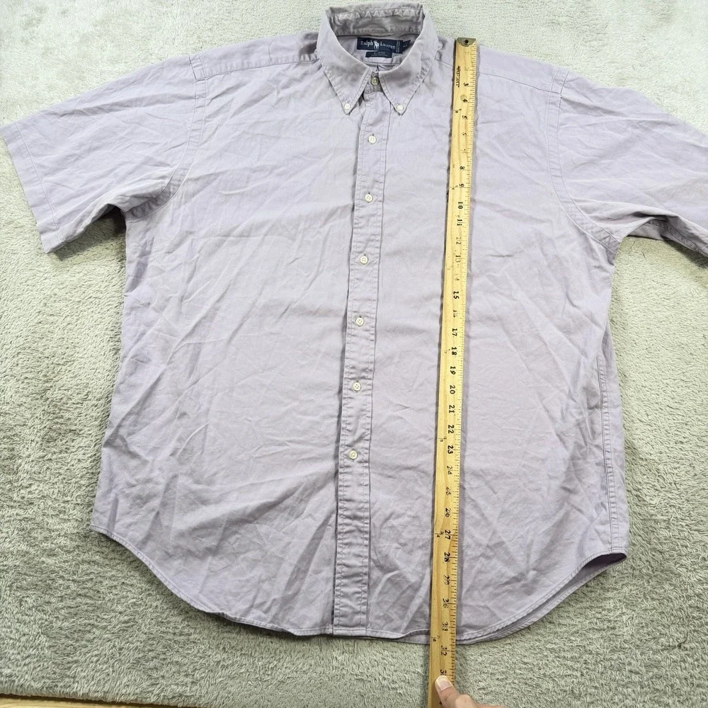 Polo Ralph Lauren Shirt Mens Large Purple Blaire Short Sleeve Button Down Pony